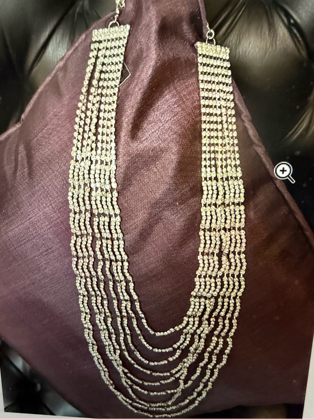 Cristabelle-Multi-Strand Crystal Drop Necklace - Silver - NWT